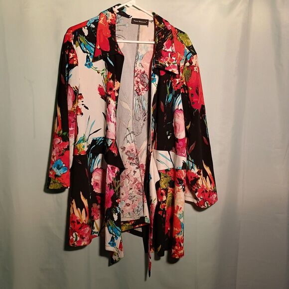 "Women's Colorful Floral Open Front Cardigan – Lightweight 3/4 Sleeve Duster" - Picture 1 of 6